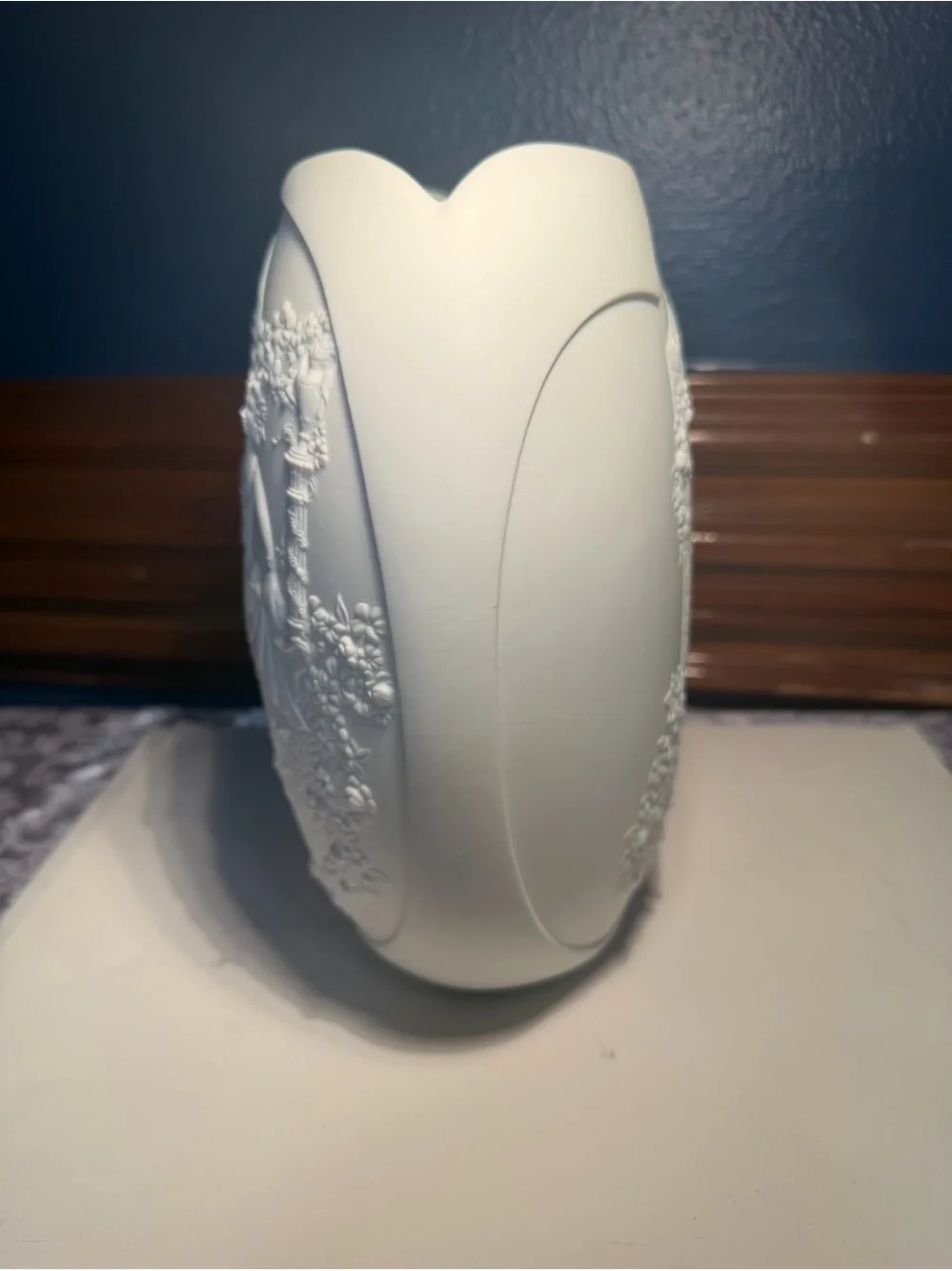 Vintage White Bisque Porcelain Vase by Kaiser Porzellan In Germany